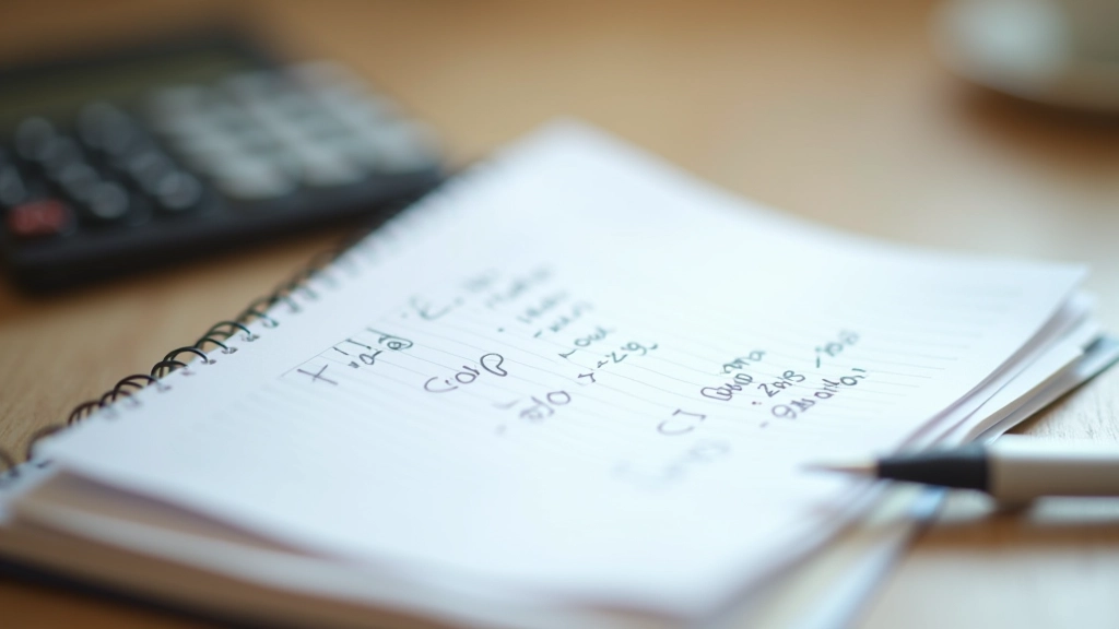 Detailed notebook with income and expense tracking records organized by category