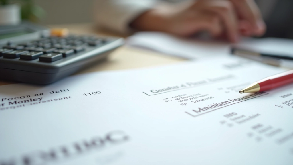 Financial penalty notice and interest calculation documentation on desk