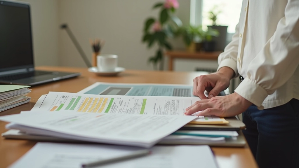 Organized filing system and record-keeping setup with documents and folders